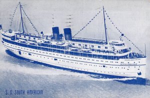 c.'42, Steamship S.S. South American, Great Lakes Shipping,Old Post Card