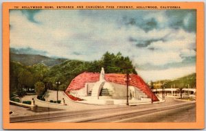 Hollywood California CA, Bowl Entrance, Cahuenga Pass Freeway, Vintage Postcard