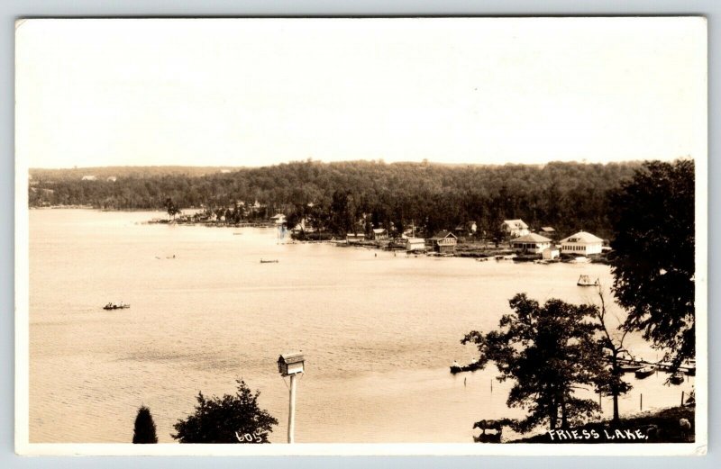 Hubertus-Richfield Wisconsin~Birdseye Friess Lake~Tall Birdhouse RPPC c1910