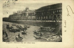 singapore, Johnston's Pier, Collyer Quay (1899) Postcard