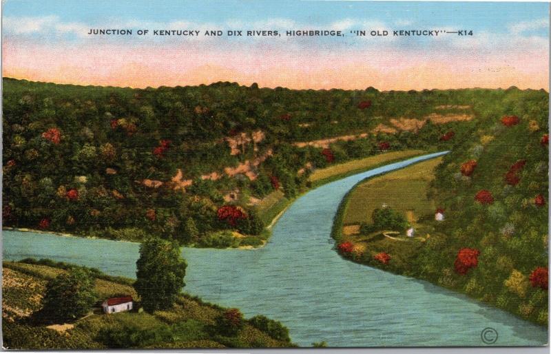 postcard KY - Kentucky and Dix River junction, Highbridge