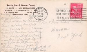 A87/ Springfield Ohio Postcard 1954 Rustic Inn & Motor Court Roadside