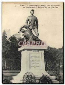 Old Postcard Blois Monument high Mobiles Memory of the Loir et Cher Army figh...