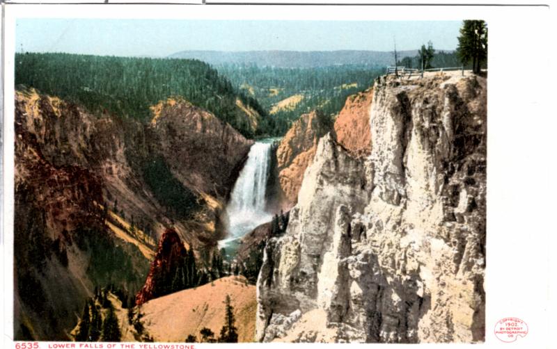 YELLOWSTONE, DETROIT PUBLISHING, LOWER FALLS OF THE Y'STONE, 1902 undivided back