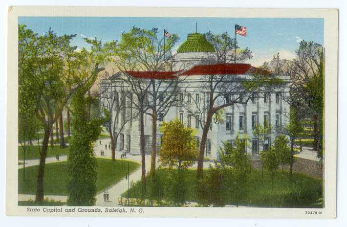 Linen Card of State Capitol & Grounds Raleigh NC