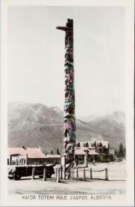 Haida Totem Pole Jasper Alberta AB Gowen Sutton Unused RPPC Postcard E38