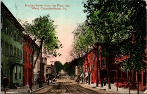 Market Street from Diamond West Chambersburg Pennsylvania Postcard Valentine's