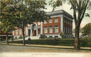 c1906 Postcard; Carnegie Public Library, Freeport IL Stephenson County posted