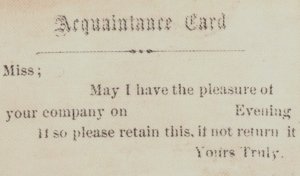 1870s Victorian Acquaintance Card Love Interest F136