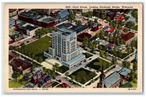 Bird's Eye View Court House Looking Northeast Racine Wisconsin WI Postcard