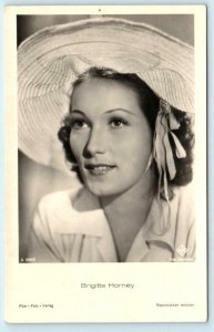 RPPC  BRIGITTE HORNEY German Movie Actress ca 1940s Real Photo  Postcard