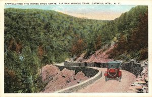 Vintage Postcard 1931 The Horse Shoe Curve Rip Van Winkle Trail Catskill Mts. NY