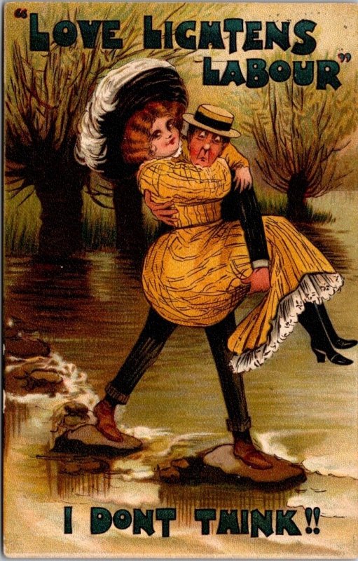 Vintage Postcard Comic Man Woman Romance 1910 JO3