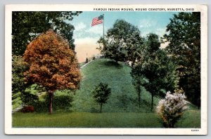 Famous Indian Mound At Mound Cemetery Marietta Ohio Postcard K47