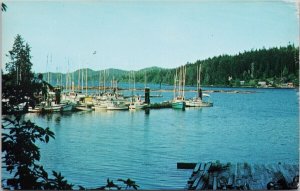 Port Hardy BC Fishermans Wharf Vancouver Island Boats 1970s Postcard H25 *as is