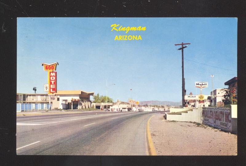 KINGMAN ARIZONA ROUTE 66 STREET SCENE 400 MOTEL VINTAGE POSTCARD