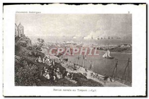 Old Postcard Fleet Review in 1843 Treport Boat