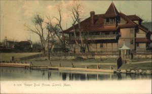 Lowell MA Vesper Boat House Rotograph c1905 Postcard