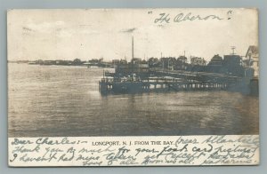 LONGPORT NJ FROM THE BAY ANTIQUE REAL PHOTO POSTCARD RPPC