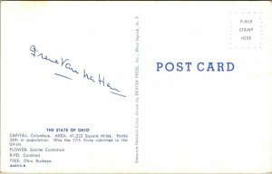 Postcard Greetings from Ohio The Buckeye State Map Cardinal Chrome Unposted 2619