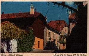 TWA Trans World Airlines  Swiss Street Scene  Postcard