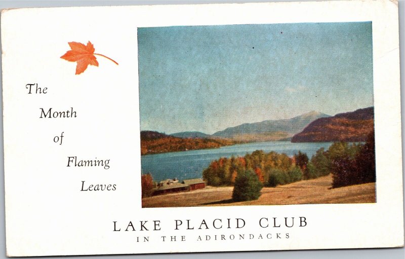 Postcard NY Adirondacks Lake Placid Club Month of Flaming Leaves