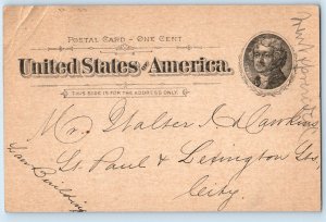 Lexington Kentucky KY Postal Card Masonic Doric Lodge No. 124 EJ Smead 1894
