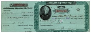 Vintage 1878 Distillery Warehouse Stamp Internal Revenue Zachary Taylor Liquor