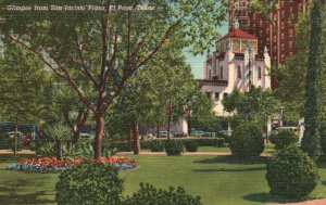 El Paso Texas, Glimpse from San Jacinto Plaza, Alligator Pool, Vintage Postcard
