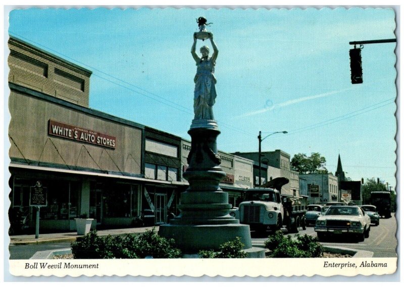 1984 Boll Weevil Monument White Auto Stores Exterior Enterprise Alabama Postcard