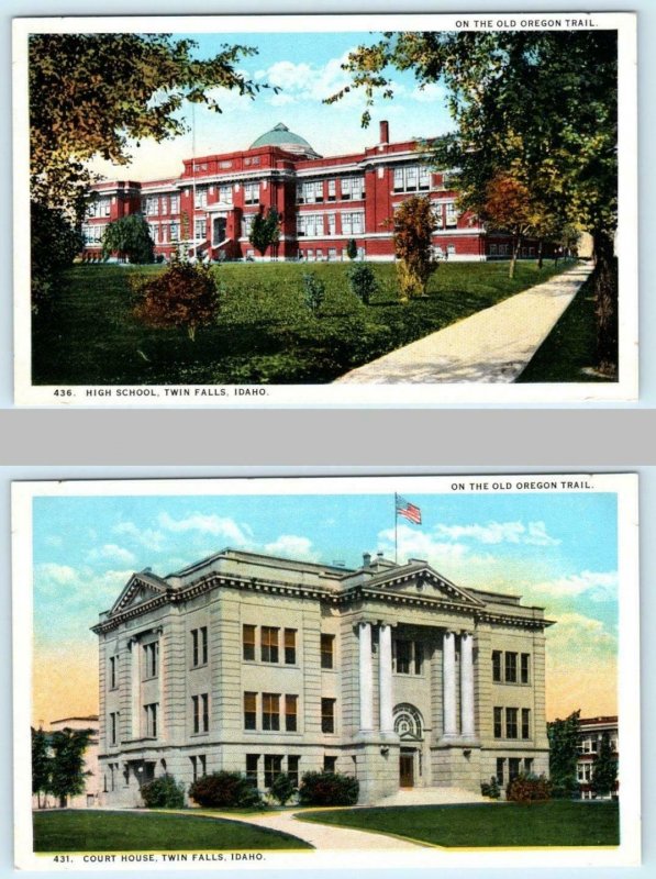 2 Postcards DOTHAN, Alabama AL ~ FIRST BAPTIST CHURCH & Post Office c1940s Linen