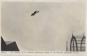 Bristol Monoplane War Aircraft At Military Aerodrome Madrid Old Postcard