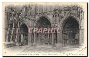 Postcard Old Cathedral of Chartres Portal Meridional