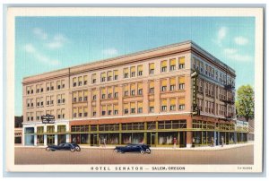 Salem Oregon OR Postcard Hotel Senator Building Exterior Roadside c1940's Cars