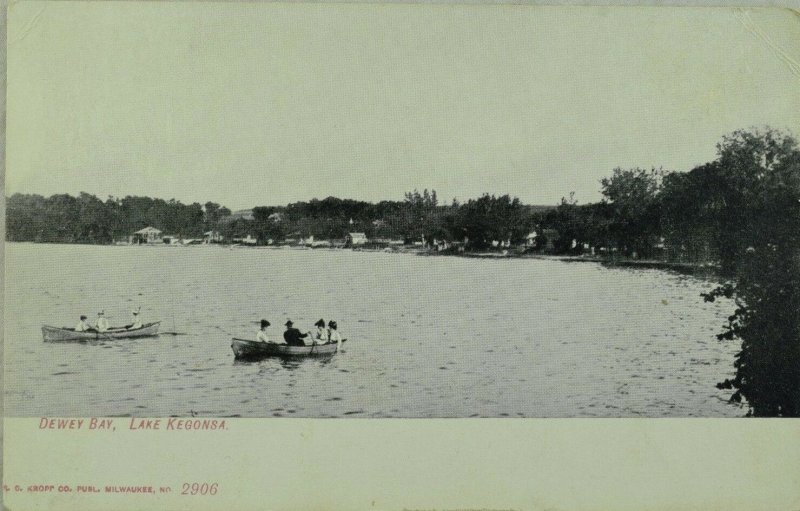 C.1900-10 Canoes, Dewey Bay, Lake Kegonsa Vintage Postcard P99