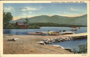 Rangeley Lakes Maine Saddleback Camps Boats on Shore c1930-50s Vintage Postcard