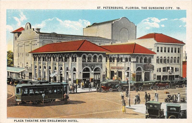 F29/ St Petersburg Florida Postcard c1915 Plaza Theatre Englewood Hotel