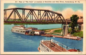 West Virginia Parkersburg The Point At Junction Of Kanawha & Ohio Rvs Curteich