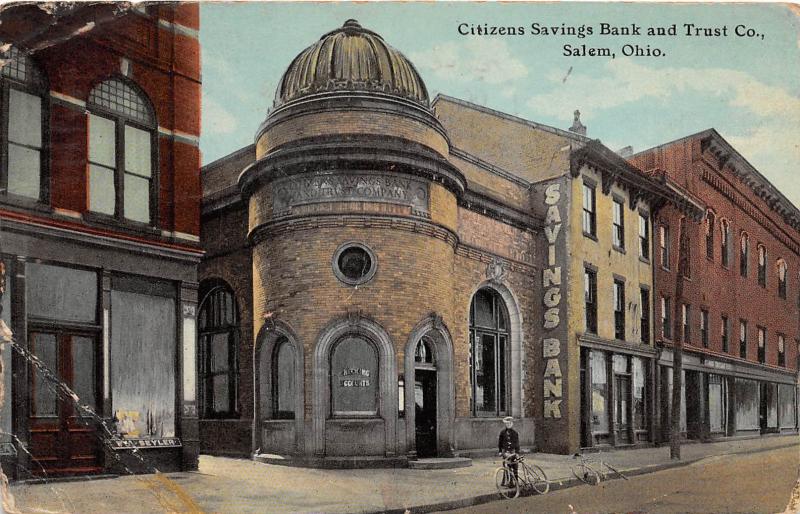 E84/ Salem Columbiana Co Ohio Postcard 1911 Citizens Savings Trust Bank 3