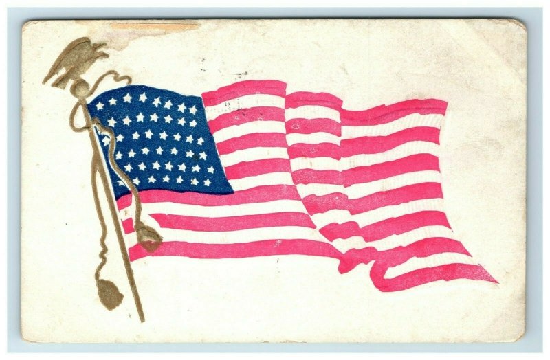 C.1900-08 44 Star US Flag Eagle Staff Postcard F73
