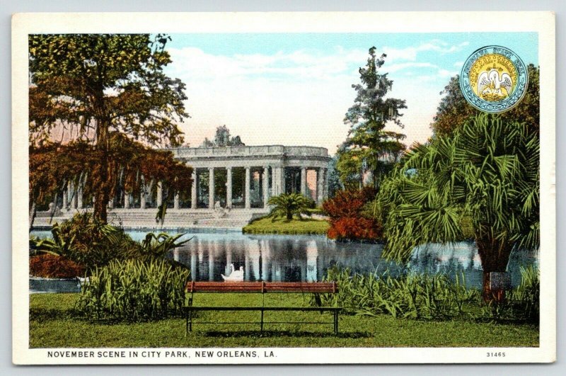 New Orleans LA~City Park in November~Seal~Brer Rabbit Molasses Adv PC~1920s