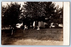 Cedar Falls Iowa IA Postcard RPPC Photo People Scene Backyard 1907 Antiuqe