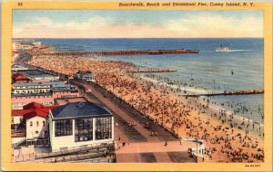 New York Coney Island Boardwalk Beach and Steamboat Pier Curteich