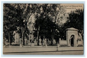 c1940s State Capitol and Memorial Arch, Concord, New Hampshire NH Postcard