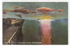 Railroad Train Overland Limited Salt Lake Utah Sunrise 1910c postcard