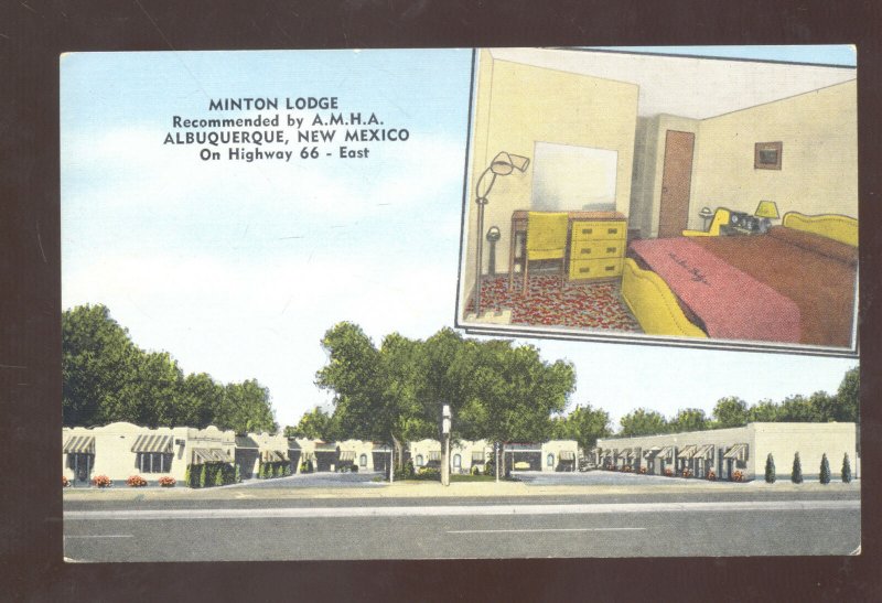 ALBUQUERQUE NEW MEXICO ROUTE 66 MINTON LODGE MOTEL INTERIOR POSTCARD NM