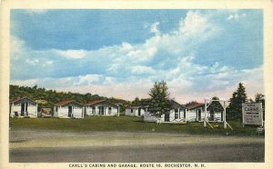 Postcard Carll's Cabins and Garage Route 16 Rochester NH Strafford County