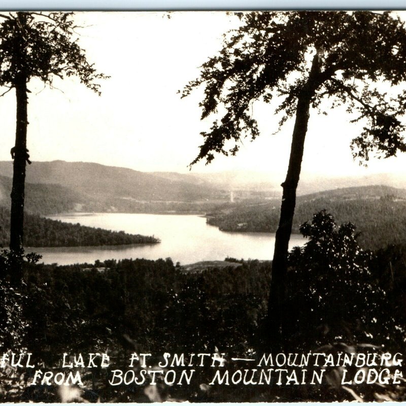 Birdseye Lake Ft Smith RPPC Boston Mountain Lodge Mountainburg AR Ozarks Vtg A13