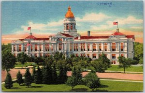 1948 Government Building in Wyoming Landscaped Grounds Trees Posted Postcard