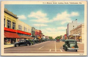 Tallahassee Florida 1940s Postcard Monroe Street Looking North Woolworth's